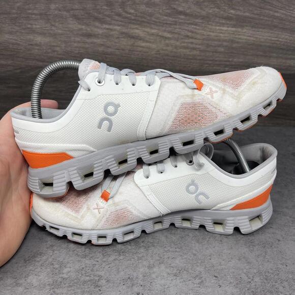On Cloud X3 Running Shoes Womens Size 8.5 Grey Orange Sneakers